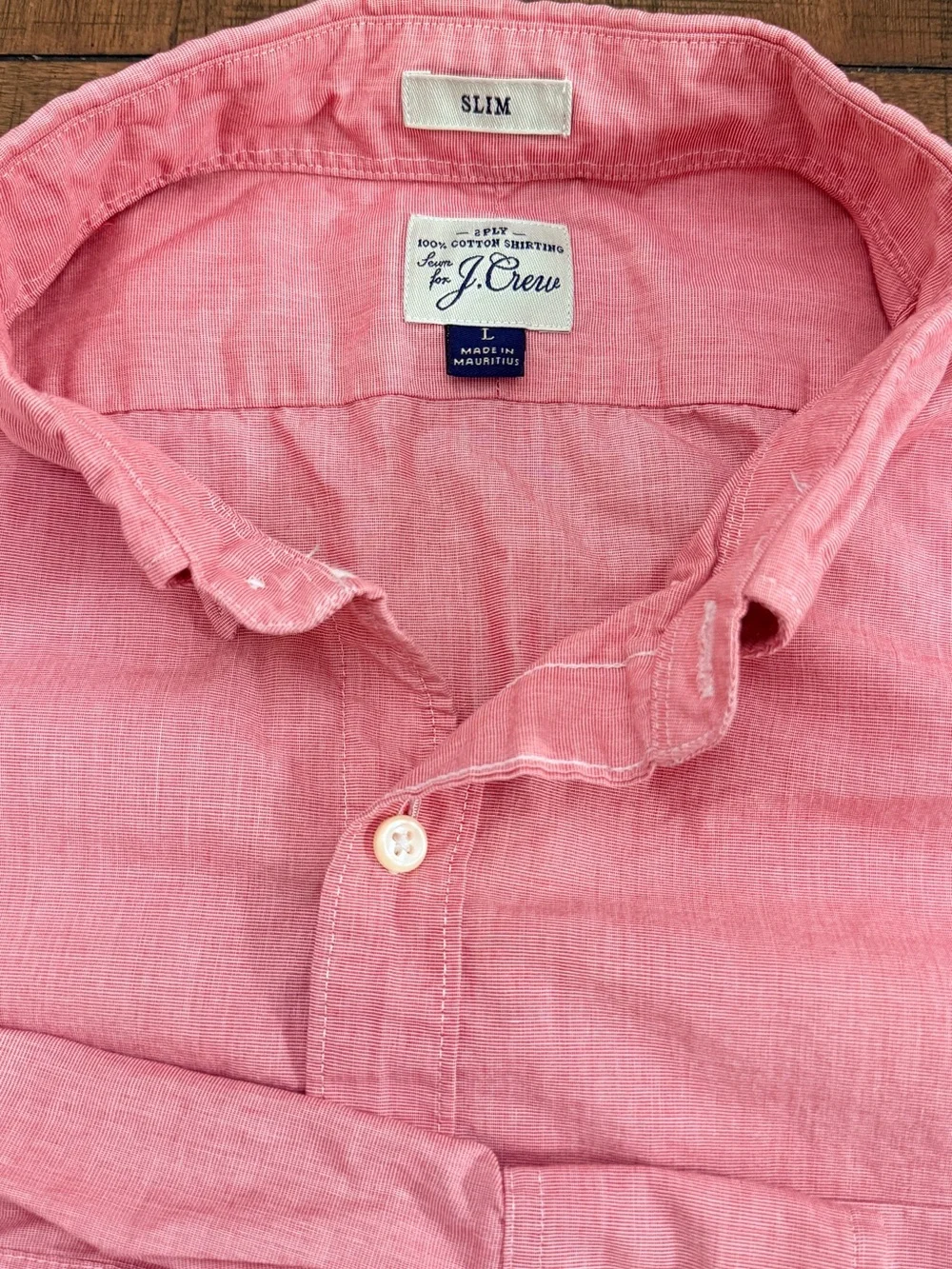 J. Crew Men's 2ply Pink Button-Down Casual Shirt